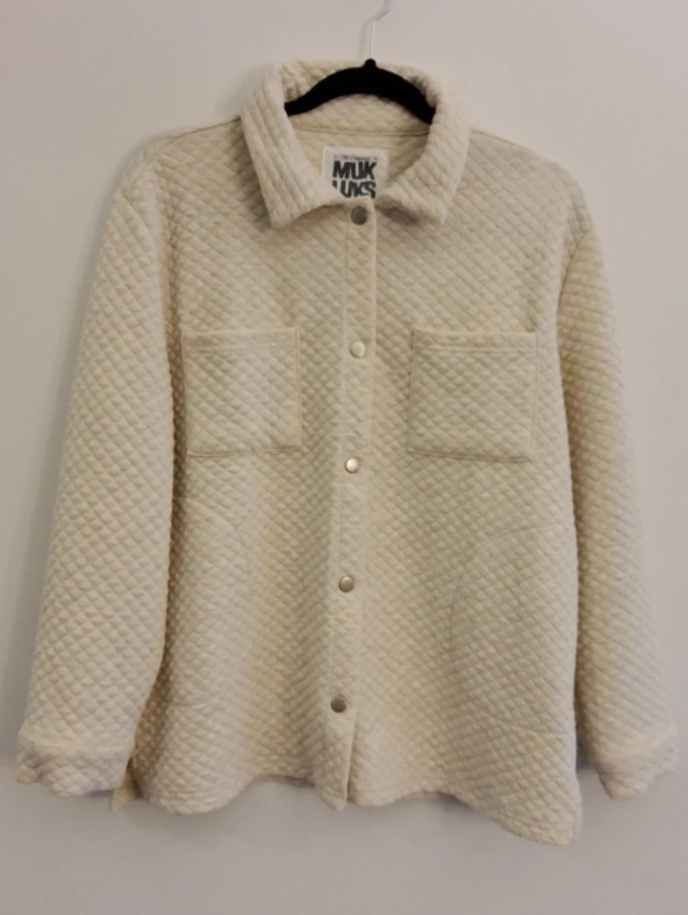 Muk Luks Cream Quilted Shacket Jacket